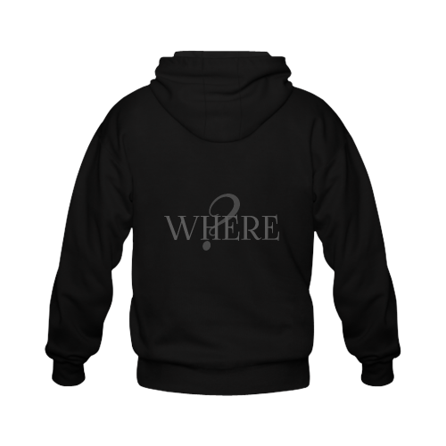 Where? Black Gildan Full Zip Hooded Sweatshirt (Model H02)