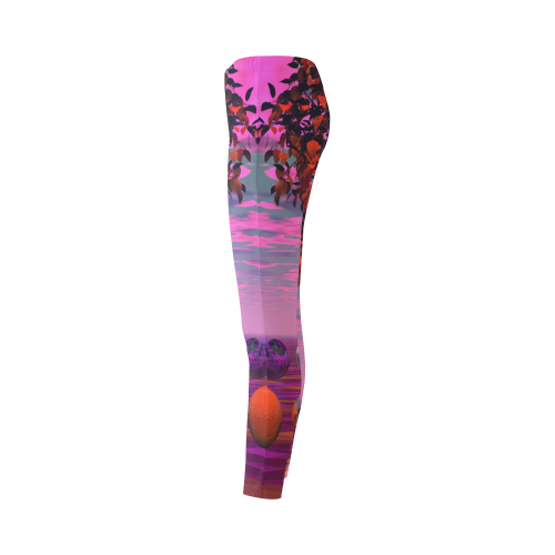 Bittersweet Opinion, Abstract Raspberry Maple Tree Cassandra Women's Leggings (Model L01)