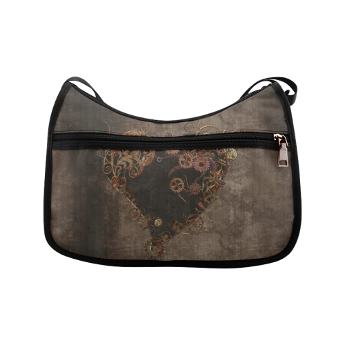 A decorated Steampunk Heart in brown Crossbody Bags (Model 1616)