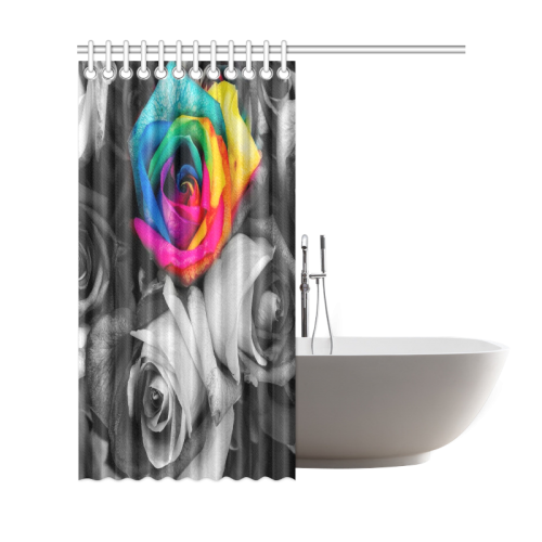 black,white splash roses Shower Curtain 69"x72"