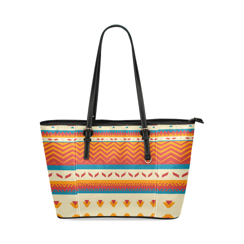 Tribal shapes Leather Tote Bag/Small (Model 1640)