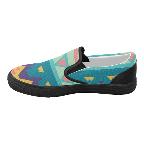 Pastel tribal design Women's Slip-on Canvas Shoes (Model 019)