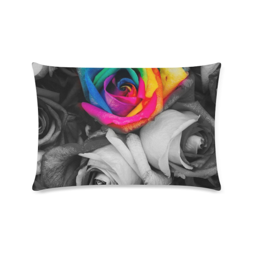 black,white splash roses Custom Zippered Pillow Case 16"x24"(Twin Sides)