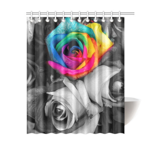black,white splash roses Shower Curtain 60"x72"