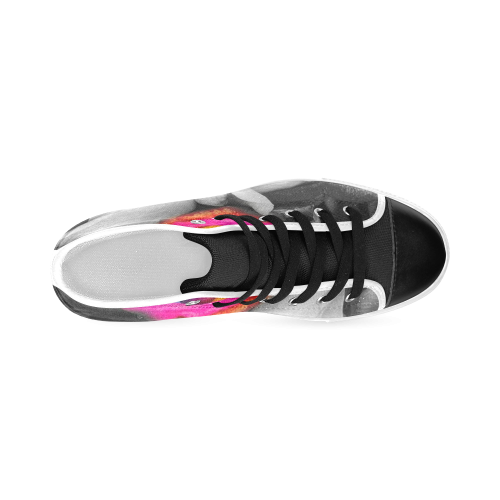 black,white splash roses Men’s Classic High Top Canvas Shoes (Model 017)