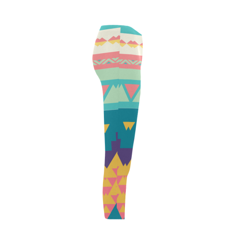 Pastel tribal design Capri Legging (Model L02)