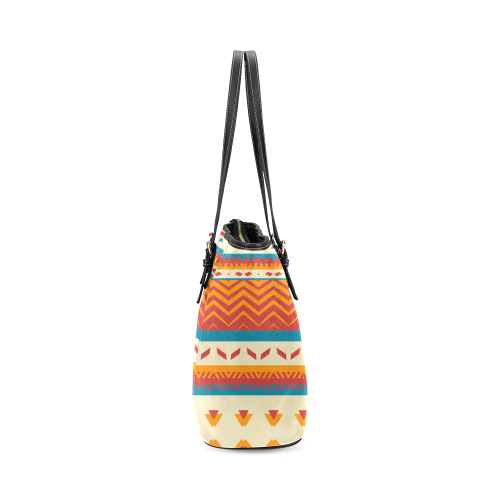 Tribal shapes Leather Tote Bag/Small (Model 1640)