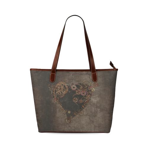 A decorated Steampunk Heart in brown Shoulder Tote Bag (Model 1646)