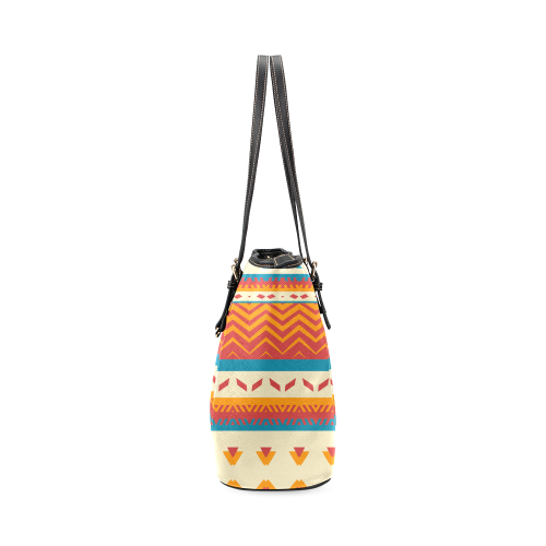 Tribal shapes Leather Tote Bag/Small (Model 1640)