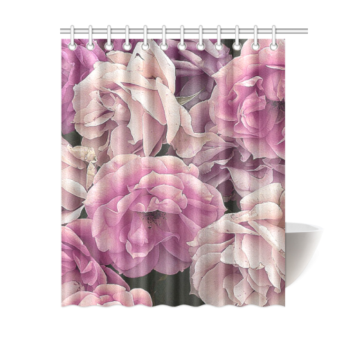 great garden roses pink Shower Curtain 60"x72"