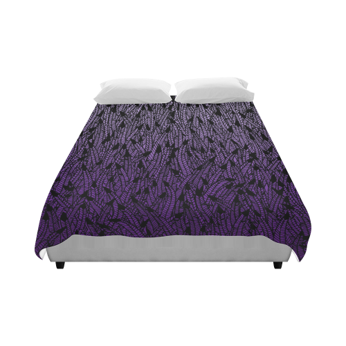 purple ombre feathers pattern black Duvet Cover 86"x70" ( All-over-print)