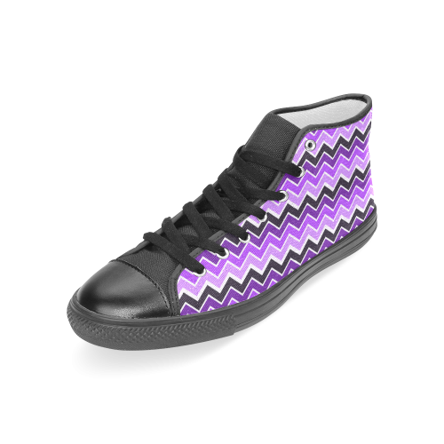 Purple Chevrons Women's Classic High Top Canvas Shoes (Model 017)