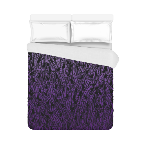 purple ombre feathers pattern black Duvet Cover 86"x70" ( All-over-print)