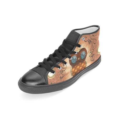 Steampunk, cute owl Women's Classic High Top Canvas Shoes (Model 017)