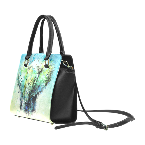 watercolor elephant Rivet Shoulder Handbag (Model 1645)