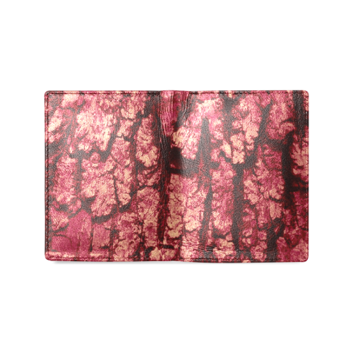 tree bark structure red Men's Leather Wallet (Model 1612)