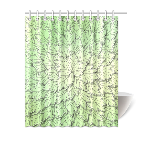 Mandy Green floating Leaves Shower Curtain 60"x72"