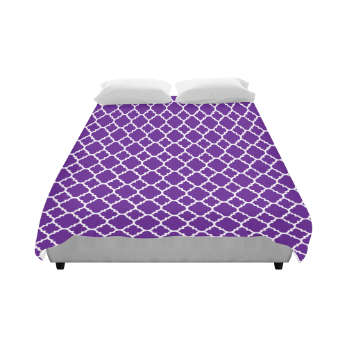 royal purple white quatrefoil classic pattern Duvet Cover 86"x70" ( All-over-print)