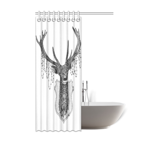 Ornate Deer head drawing - pattern art Shower Curtain 48"x72"