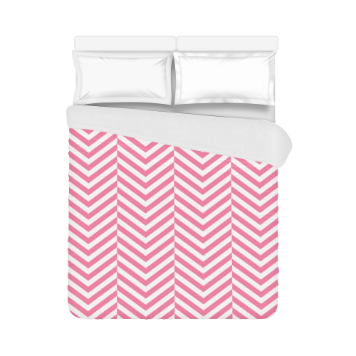 pink and white classic chevron pattern Duvet Cover 86"x70" ( All-over-print)