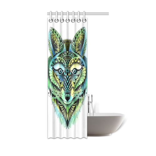 water color ornate foxy wolf head ornate drawing Shower Curtain 36"x72"