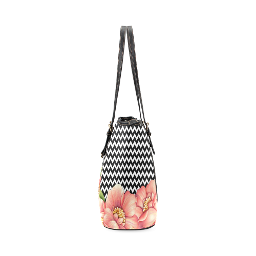 flower power Leather Tote Bag/Large (Model 1640)
