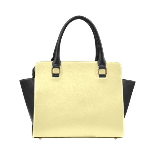 Custard Color Accent Rivet Shoulder Handbag (Model 1645)