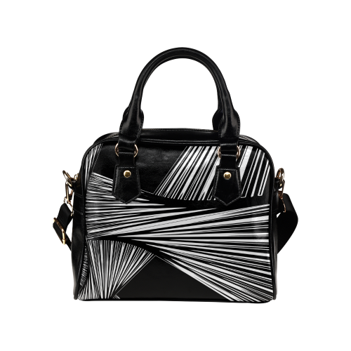 Black and white abstract Shoulder Handbag (Model 1634)