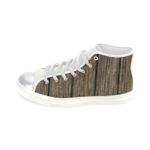 wooden planks Women's Classic High Top Canvas Shoes (Model 017)