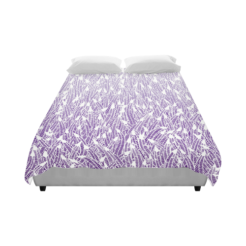 purple ombre feathers pattern white Duvet Cover 86"x70" ( All-over-print)