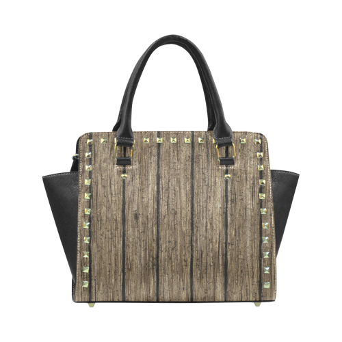 wooden planks Rivet Shoulder Handbag (Model 1645)
