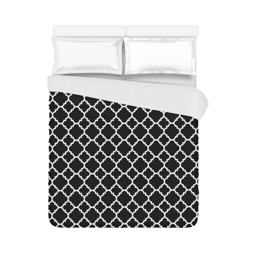 black white quatrefoil classic pattern Duvet Cover 86"x70" ( All-over-print)