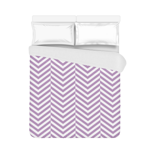 lilac purple and white classic chevron pattern Duvet Cover 86"x70" ( All-over-print)