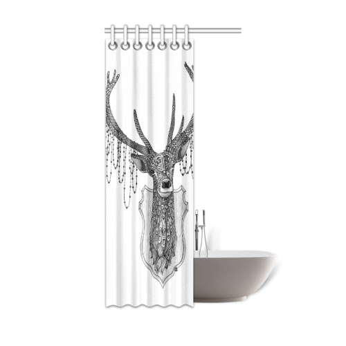 Ornate Deer head drawing - pattern art Shower Curtain 36"x72"