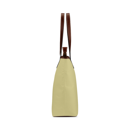 Custard Color Accent Shoulder Tote Bag (Model 1646)