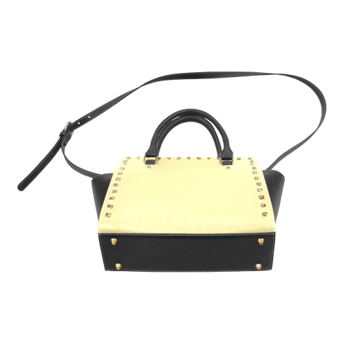 Custard Color Accent Rivet Shoulder Handbag (Model 1645)