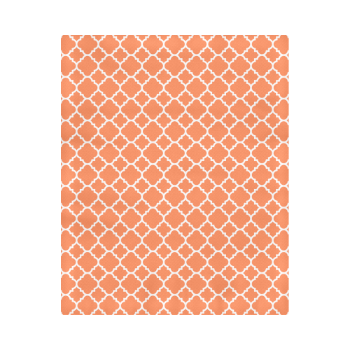 orange white quatrefoil classic pattern Duvet Cover 86"x70" ( All-over-print)