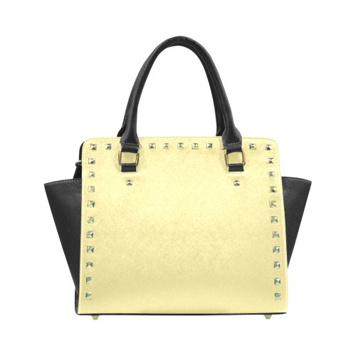 Custard Color Accent Rivet Shoulder Handbag (Model 1645)