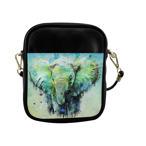 watercolor elephant Sling Bag (Model 1627)