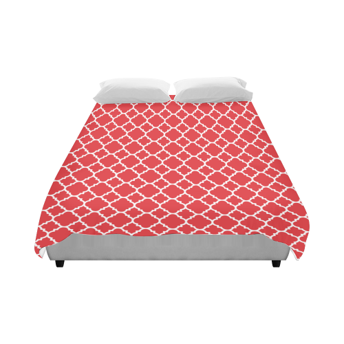 red white quatrefoil classic pattern Duvet Cover 86"x70" ( All-over-print)