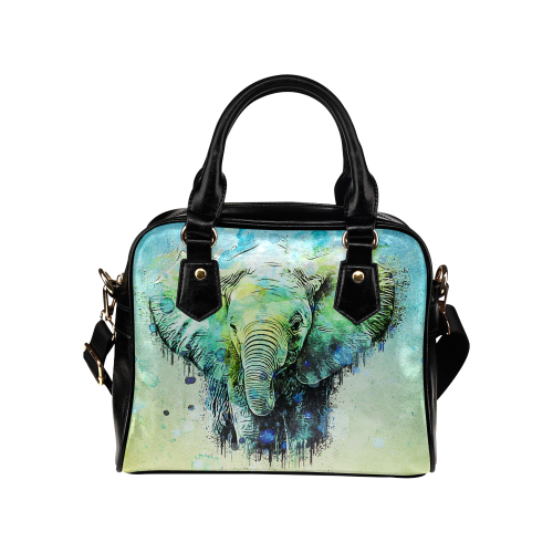 watercolor elephant Shoulder Handbag (Model 1634)