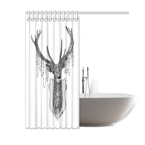 Ornate Deer head drawing - pattern art Shower Curtain 60"x72"