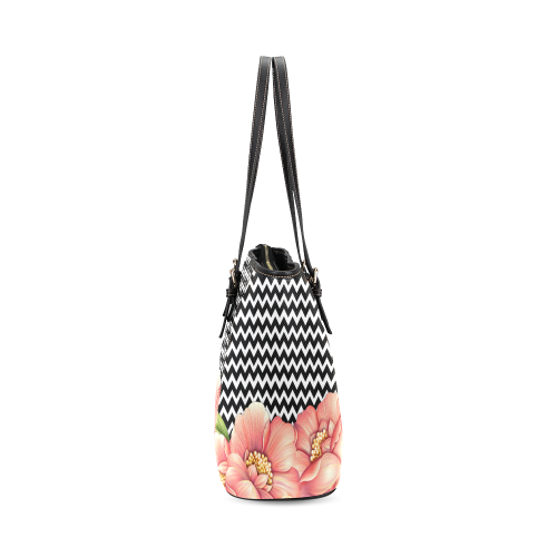flower power Leather Tote Bag/Large (Model 1640)
