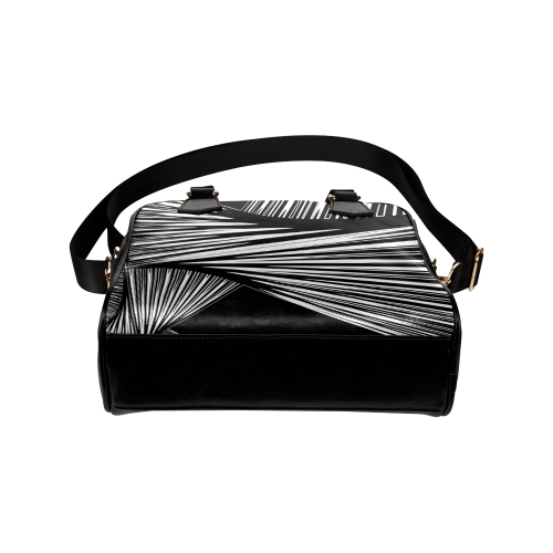 Black and white abstract Shoulder Handbag (Model 1634)