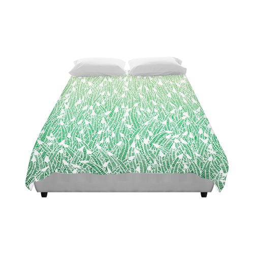 green ombre feathers pattern white Duvet Cover 86"x70" ( All-over-print)
