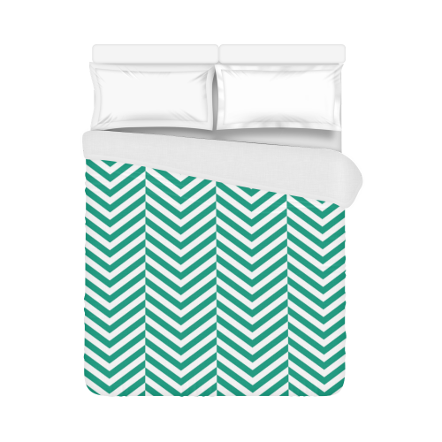 emerald green and white classic chevron pattern Duvet Cover 86"x70" ( All-over-print)
