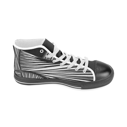Black and white abstract Men’s Classic High Top Canvas Shoes (Model 017)