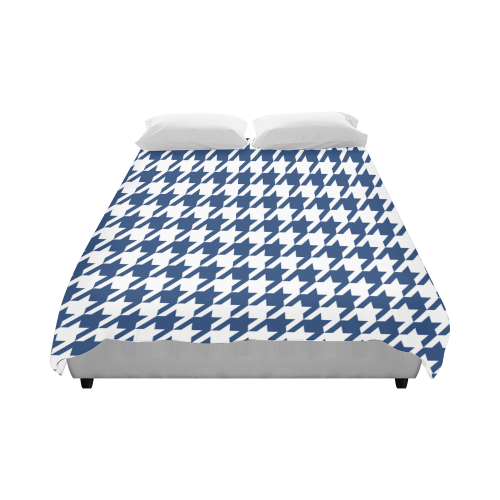 dark blue and white houndstooth classic pattern Duvet Cover 86"x70" ( All-over-print)