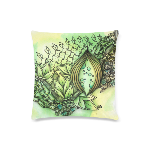 Mandy Green - Leaf Drawing abstract art Custom Zippered Pillow Case 16"x16"(Twin Sides)