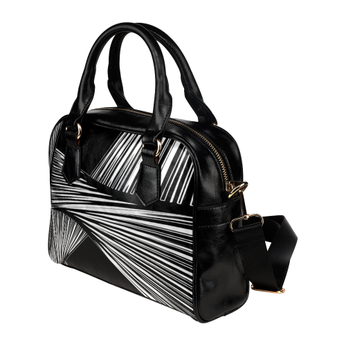 Black and white abstract Shoulder Handbag (Model 1634)